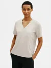 Eileen Fisher Organic Cotton Melange V-neck Tee In Neutral