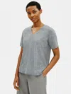 Eileen Fisher Organic Cotton Melange V-neck Tee In Gray