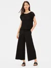 Eileen Fisher Organic Cotton Nylon Tape Bateau Neck Top In Black