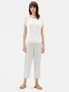 Eileen Fisher Organic Cotton Nylon Tape Bateau Neck Top In White