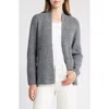 Eileen Fisher Organic Cotton Open Front Cardigan In Black/ivory