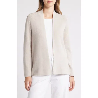 Eileen Fisher Organic Cotton Open Front Cardigan In Dove