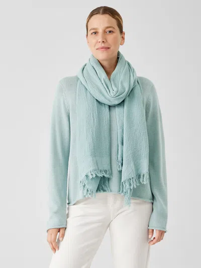 Eileen Fisher Organic Cotton Open Weave Scarf In Blue