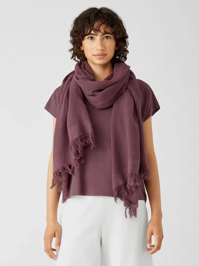 Eileen Fisher Organic Cotton Open Weave Scarf In Purple