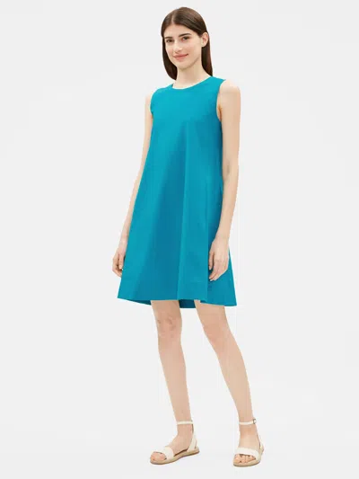 Eileen Fisher Organic Cotton Poplin A-line Dress In Brown