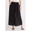 Eileen Fisher Organic Cotton Poplin Ankle Extra Wide Leg Pants In Black