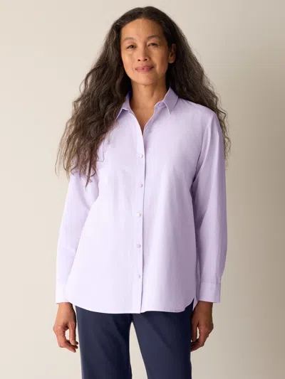 Eileen Fisher Organic Handkerchief Linen Classic Collar Shirt In Purple