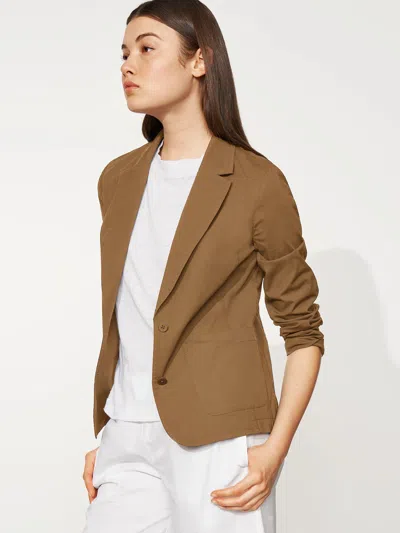 Eileen Fisher Organic Cotton Poplin Shaped Blazer In Brown