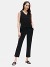 Eileen Fisher Organic Cotton Poplin Tapered Pant In Black