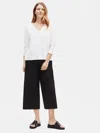Eileen Fisher Organic Cotton Poplin Wide Cropped Pant In Black