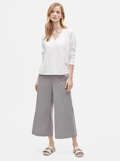 Eileen Fisher Organic Cotton Poplin Wide Cropped Pant In Gray