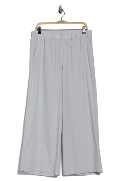 Eileen Fisher Organic Cotton Poplin Wide Leg Ankle Pants In Gray
