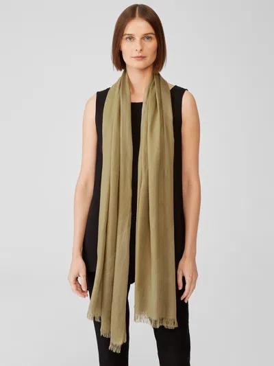 Eileen Fisher Organic Cotton Prism Jacquard Scarf In Green