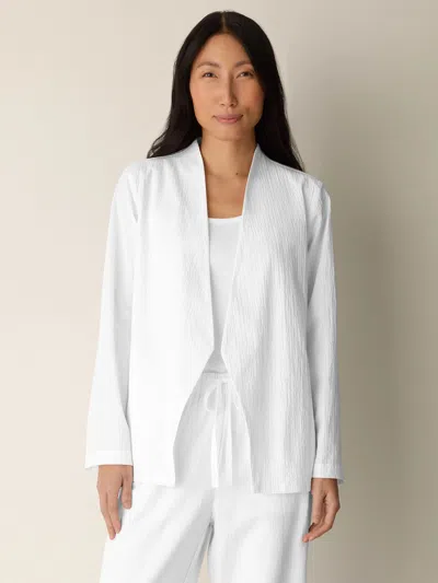 Eileen Fisher Organic Cotton Pucker Angled Jacket In White
