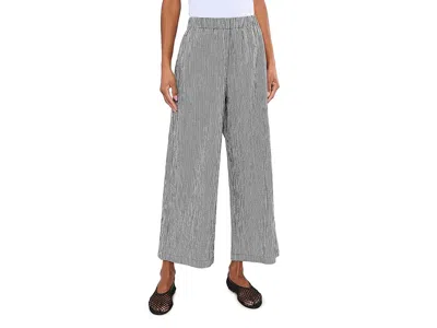 Eileen Fisher Organic Cotton Pucker Check Ankle Wide Pants In Gray