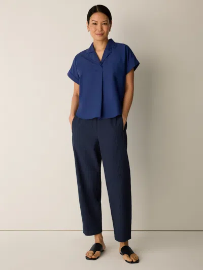 Eileen Fisher Organic Cotton Pucker Check Lantern Pant In Deep Dive