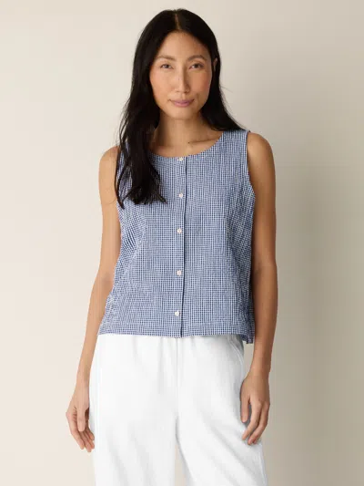 Eileen Fisher Organic Cotton Pucker Check Vest In Blackberry