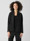 Eileen Fisher Organic Cotton Pucker High Collar Jacket In Black