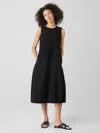Eileen Fisher Organic Cotton Pucker Lantern Dress In Black