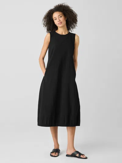 Eileen Fisher Organic Cotton Pucker Lantern Dress In Black