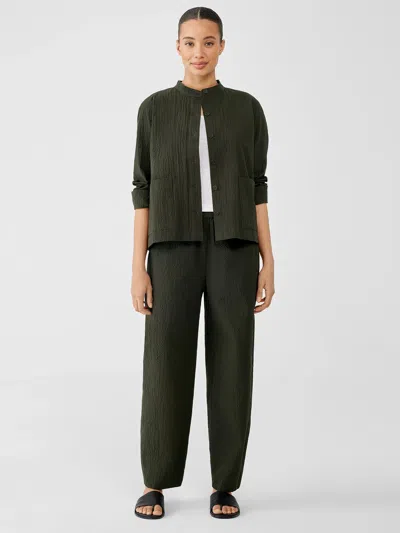 Eileen Fisher Organic Cotton Pucker Lantern Pant In Green