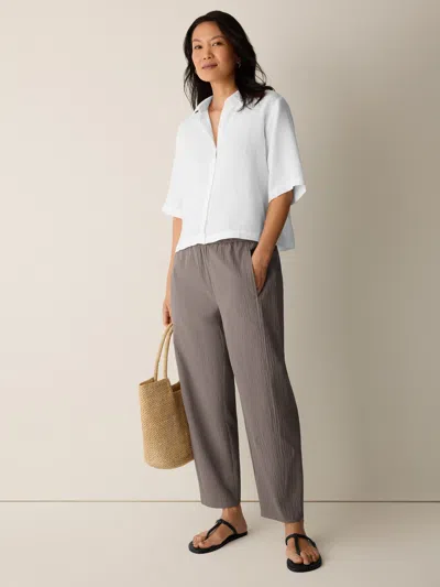 Eileen Fisher Organic Cotton Pucker Lantern Pant In Gray