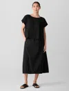 Eileen Fisher Crinkled Stretch Organic Cotton Midi Skirt In Black