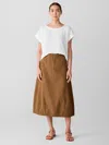 Eileen Fisher Organic Cotton Pucker Lantern Skirt In Brown