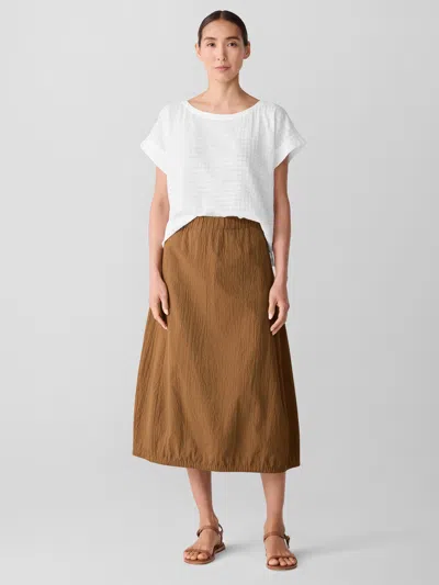 Eileen Fisher Organic Cotton Pucker Lantern Skirt In Brown