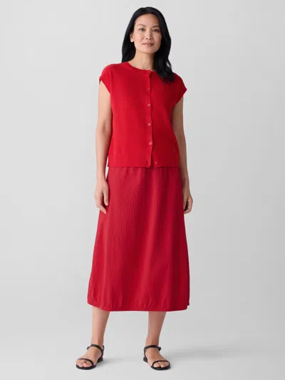 Eileen Fisher Organic Cotton Pucker Lantern Skirt In Crimson