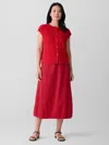 Eileen Fisher Organic Cotton Pucker Lantern Skirt In Red