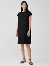 Eileen Fisher Organic Cotton Ripple Mock Neck Dress In Black