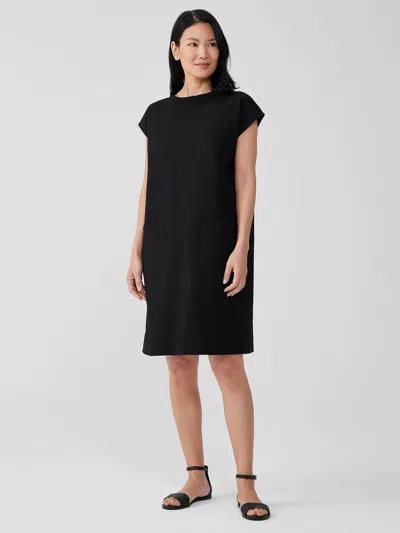 EILEEN FISHER ORGANIC COTTON PUCKER MOCK NECK DRESS