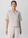 Eileen Fisher Organic Cotton Pucker Notch Collar Shirt In Neutral