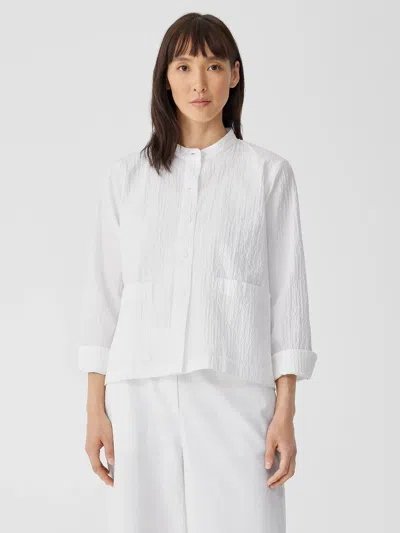 Eileen Fisher Organic Cotton Pucker Shirt Jacket In White