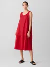 Eileen Fisher Organic Cotton Pucker Tiered Dress In Red