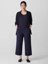 Eileen Fisher Stretch Jersey High Waisted Tapered Ankle Pants In Blue