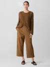 Eileen Fisher Organic Cotton Pucker Straight Pant In Brown