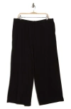 Eileen Fisher Organic Cotton Rib Ankle Wide Leg Pants In Black