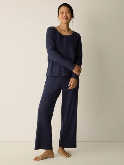 Eileen Fisher Organic Cotton Rib Sleep Set In Blue