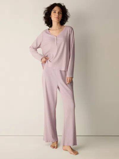 Eileen Fisher Organic Cotton Rib Straight Sleep Pant In Pink