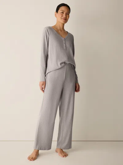Eileen Fisher Organic Cotton Rib Straight Sleep Pant In Gray