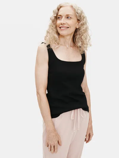 Eileen Fisher Organic Cotton Rib Tank In Black