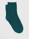 Eileen Fisher Organic Cotton Ribbed Ankle Sock In Blue
