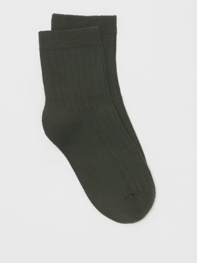 Eileen Fisher Organic Cotton Ribbed Ankle Sock In Green