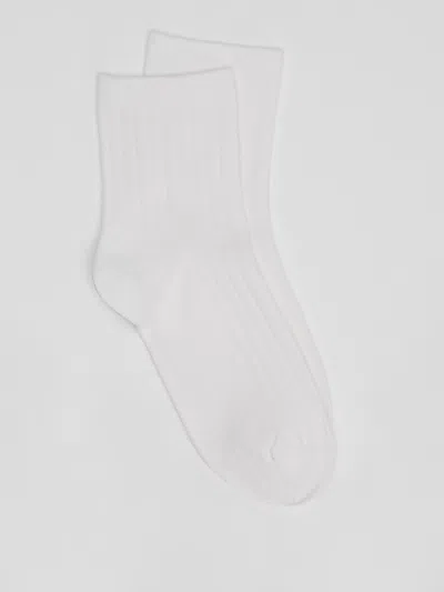 Eileen Fisher Organic Cotton Ribbed Ankle Sock In White