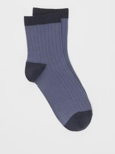 Eileen Fisher Organic Cotton Ribbed Quarter Crew Sock In Purple