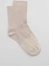 Eileen Fisher Organic Cotton Ribbed Quarter Crew Sock In Pink