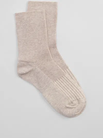 Eileen Fisher Organic Cotton Ribbed Quarter Crew Sock In Pink