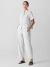 Eileen Fisher Organic Cotton Ripple Checkered Notch Collar Shirt In White